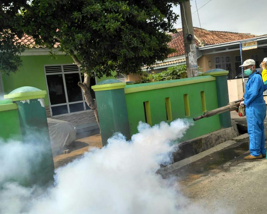 fogging Foto: Petugas Dinkes Bandar Lampung sedang melakukan pengasapan untuk memberantas sarang nyamuk.